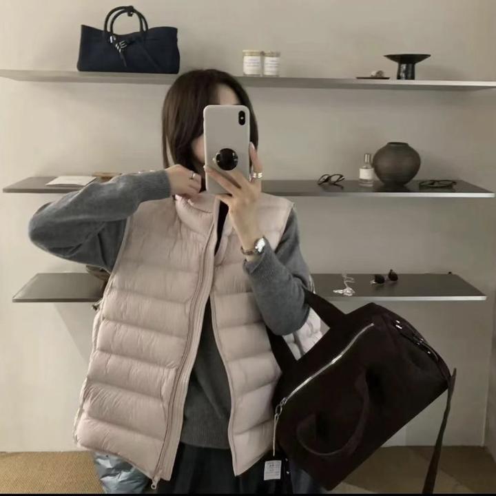 韩版立领排骨羽绒服冬季保暖马甲女2025爆款超好看90白鸭绒短款