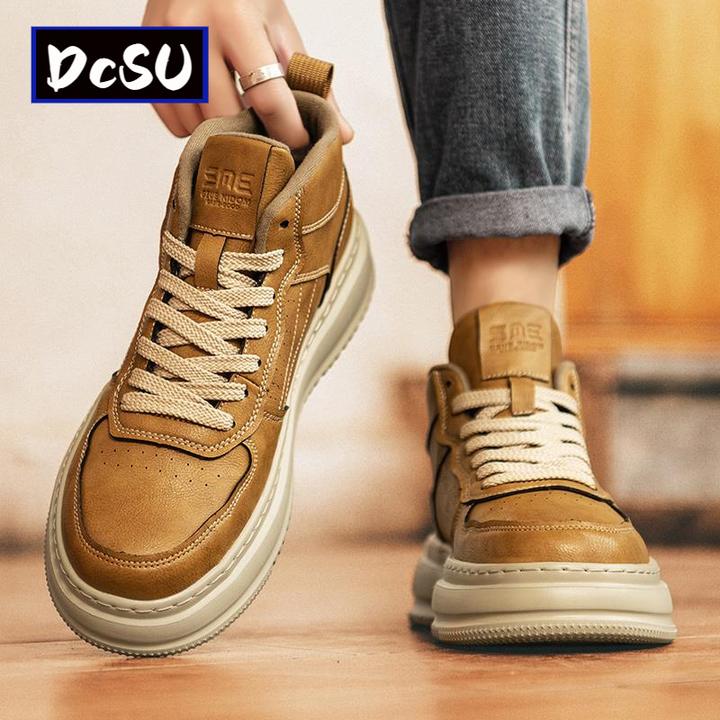 【香港DcSU&Shoes官方正品】男士高帮鞋2025新款冬季加绒真皮中帮板