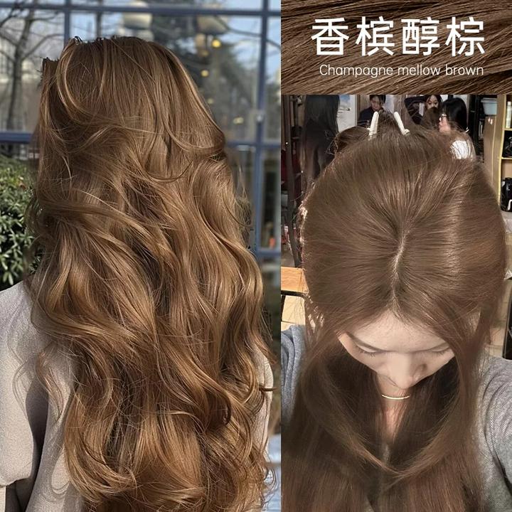 小鱼海棠推荐okos免漂香槟醇棕色染发膏流行色不伤发显白家用学生