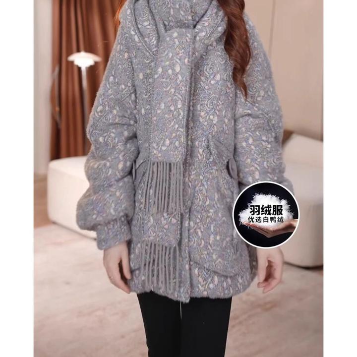 中长款羽绒服女2025新款冬装时尚加厚哑光免洗保暖白鸭绒翻领外套