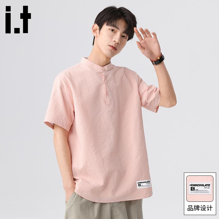 it :CHOCOOLATE短袖衬衫男士夏季薄款2025新款宽松休闲衬衫上衣潮