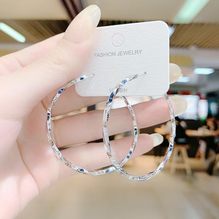 925银耳饰 s925银针耳圈夸张圆圈耳环韩国气质个性时尚网红大圆环