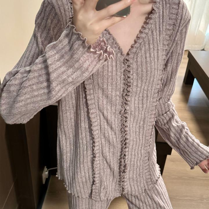 睡衣女秋冬季彩棉长袖大码保暖2025新款可外穿紫色套装冬天家居服