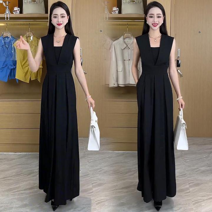 时尚高级感洋气质连体裤女2025夏季新款设计感背带阔腿裤显瘦长裤