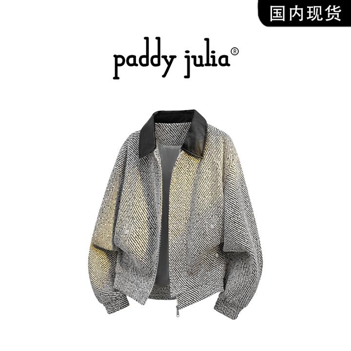 Paddy julia美式高级感夹克男款春秋季翻领时尚花纹休闲宽松外套