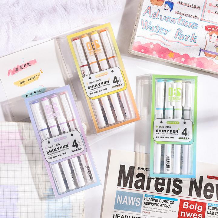 闪粉荧光笔星河手账笔高颜值划重点课堂笔记标记彩色笔现货批发