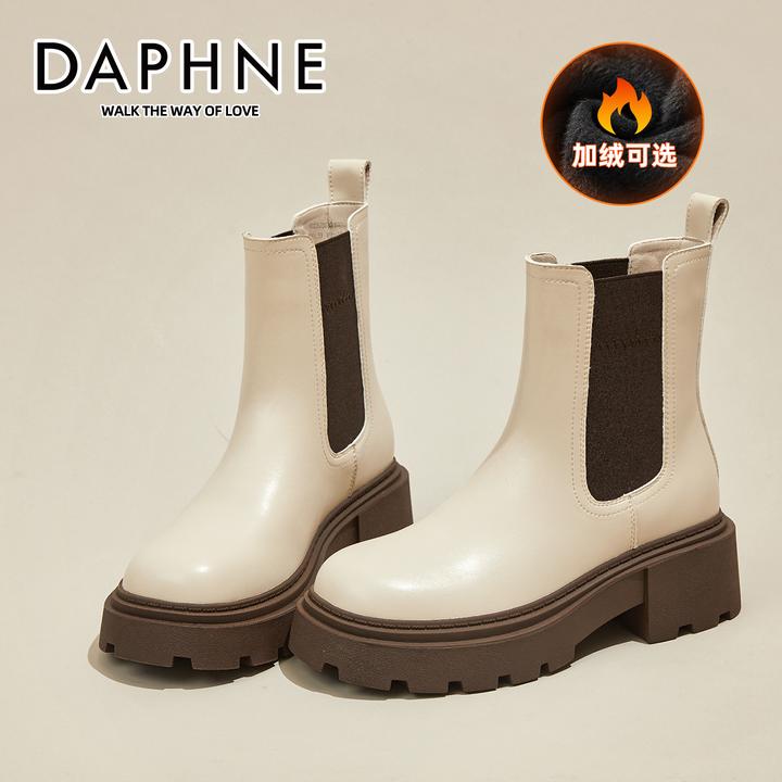 达芙妮小个子5.5CM烟筒靴女2025冬季爆款加绒厚底修身型瘦瘦短靴