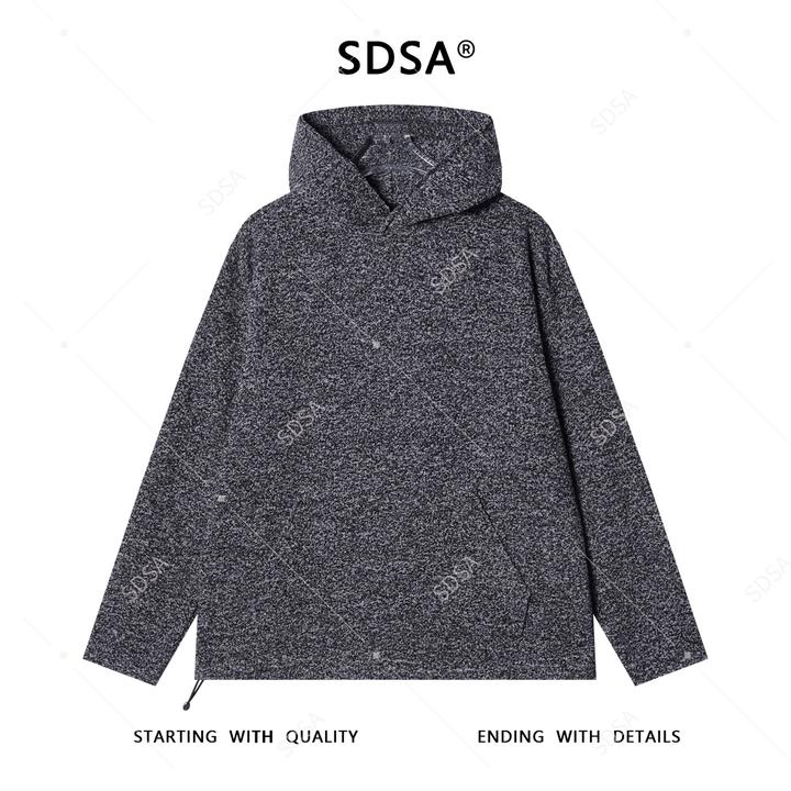 SDSA秋冬新款痞帅男装美式小香风连帽针织卫衣下摆松紧百搭上衣