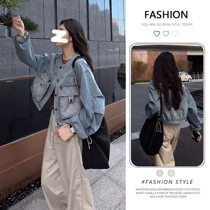 秋季穿搭美式复古短款牛仔外套女小个子设计感宽松百搭夹克上衣潮