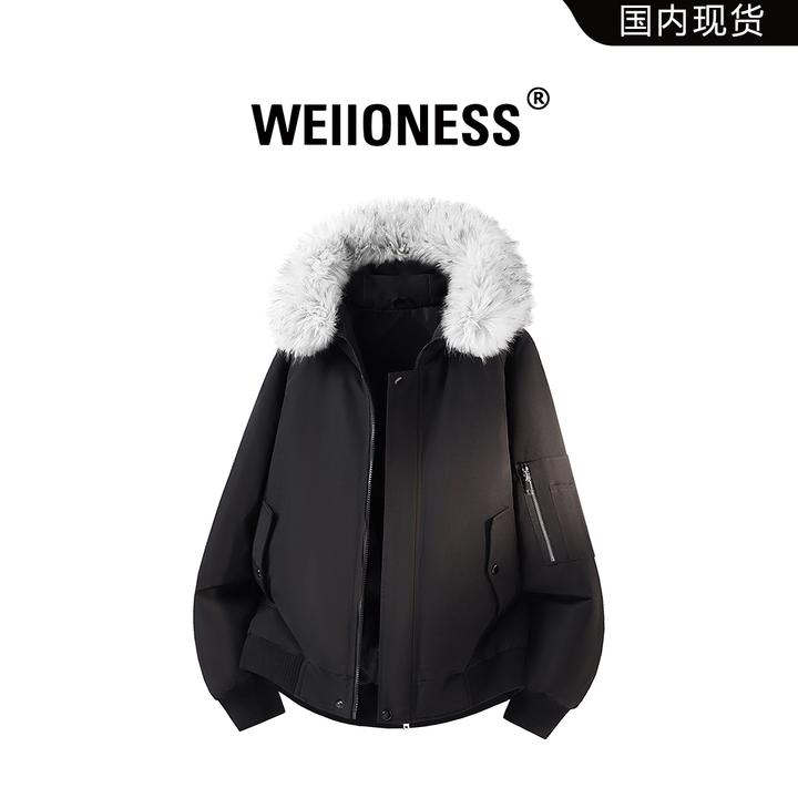 WEIIONESS保暖休闲棉衣男冬季轻奢立体连帽外套潮流时尚百搭男装