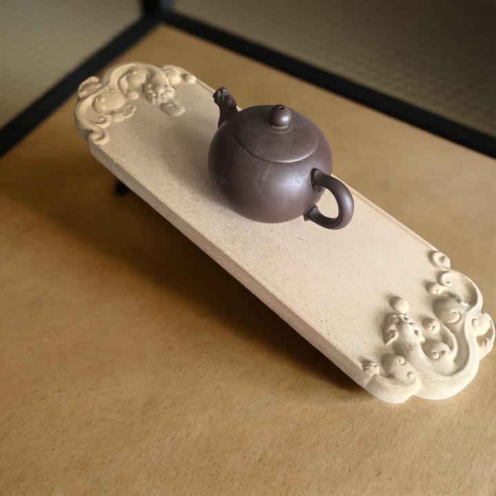 貔貅吸水茶盘干泡台中式粗陶工艺茶台高级小众壶承陶土