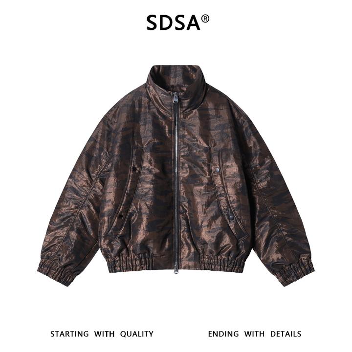 SDSA男士秋冬新款痞帅男装复古撞色拉链立领鹅绒羽绒服外套休闲