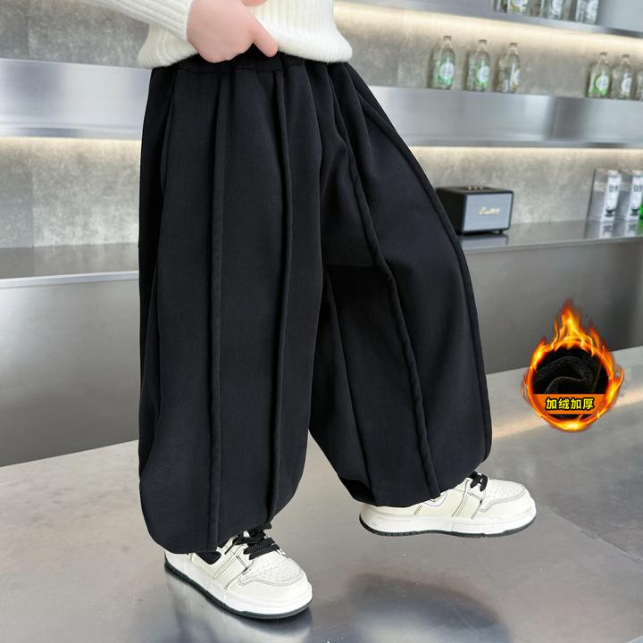 男童加绒裤子2025新款秋冬款一体绒棉布裤冬装加厚长裤洋气痞帅潮