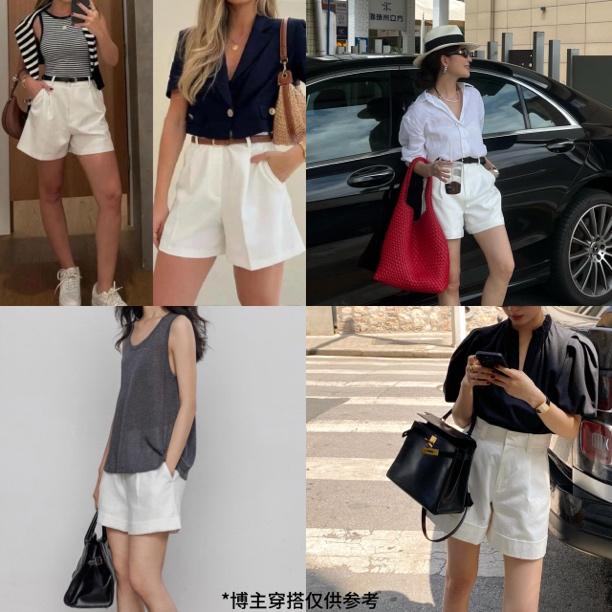 JUST TOI 夏季度假时髦翻边休闲通勤梨形百搭抗皱短裤女显瘦