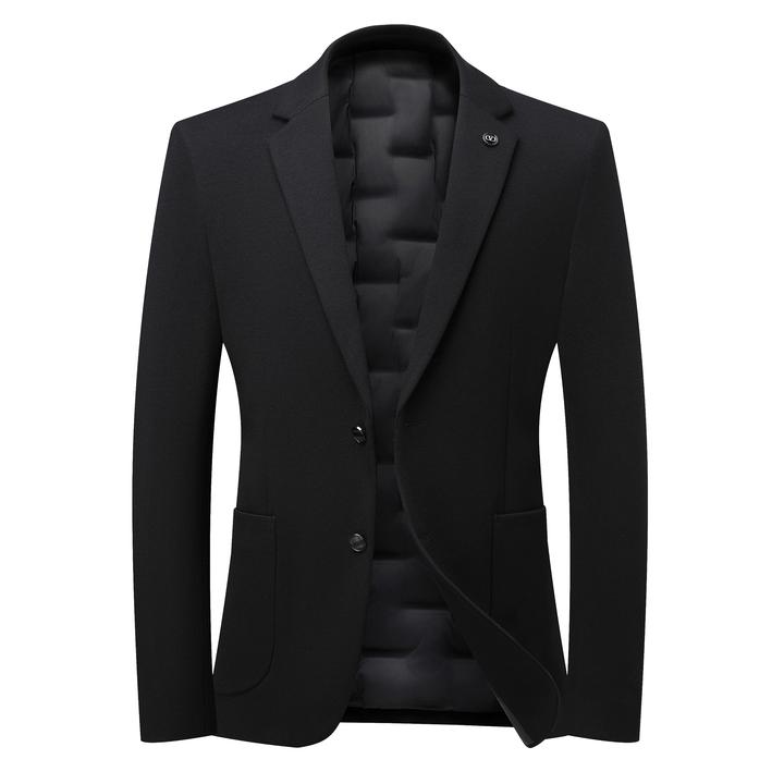 黑色【90白鸭绒+莫代尔】冬季男士商务休闲保暖羽绒服修身西装628-1