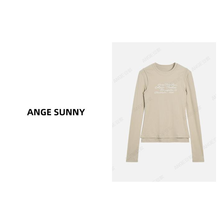 ANGE SUNNY【Ac假两件字母T恤】长袖圆领印花上衣休闲时尚新款百搭