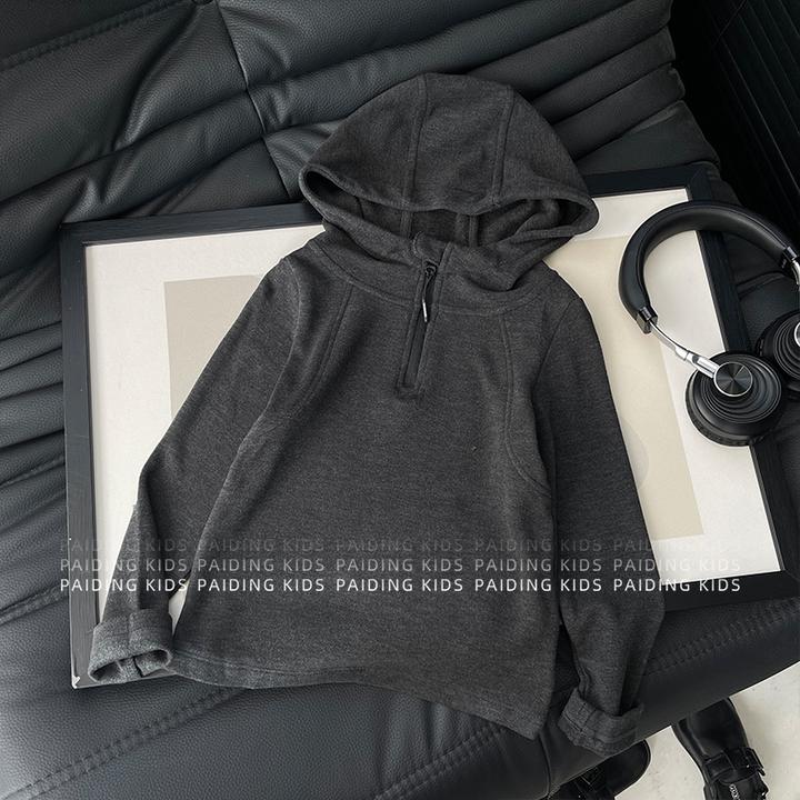 【阿湫】春秋装儿童韩版时尚简约风纯色休闲百搭宽松连帽外套SJ6379