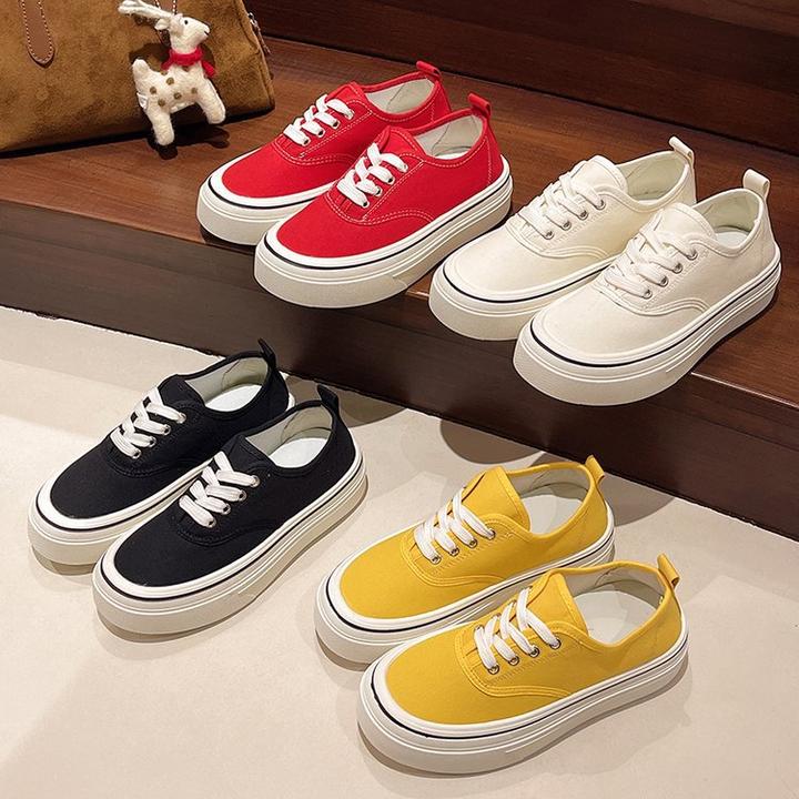 帆布鞋女网面夏季新款时尚水钻厚底圆头系带休闲鞋网纱透气小白鞋