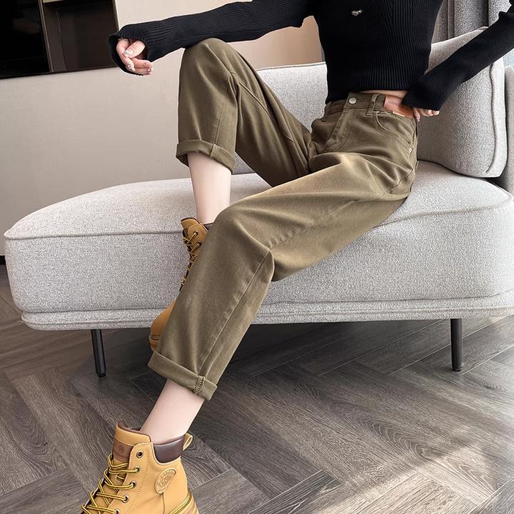 秋季哈伦高腰牛仔裤女2025新款爆款九分直筒宽松显瘦萝卜老爹裤子