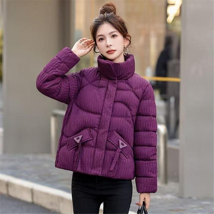 时尚气质保暖宽松洋气2025冬季新款棉服女短款加厚设计感立领外套