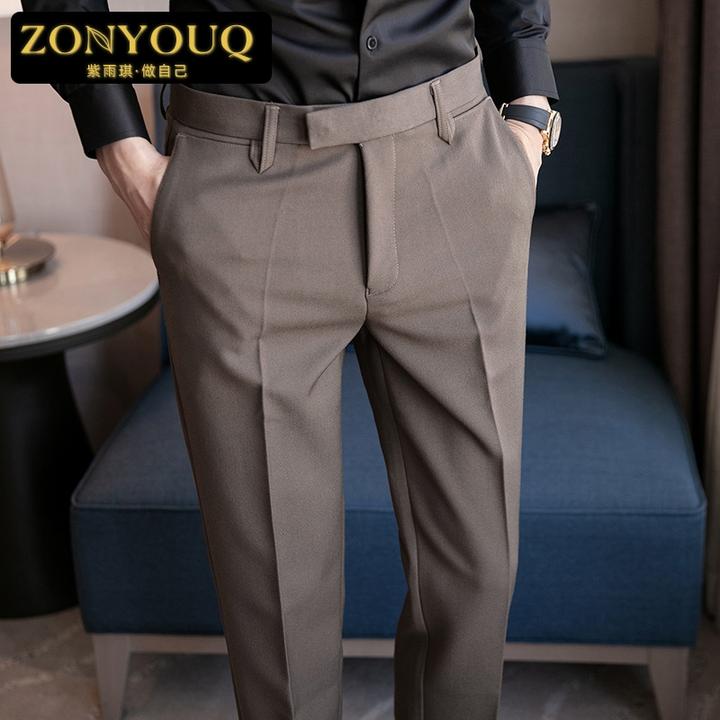 ZONYOUQ男士西裤修身韩版商务休闲免烫西装长裤百搭九分裤西装裤