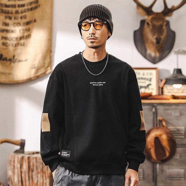 男高端330g美式重磅复古拼接卫衣男2025秋季新款宽松潮牌男士外套