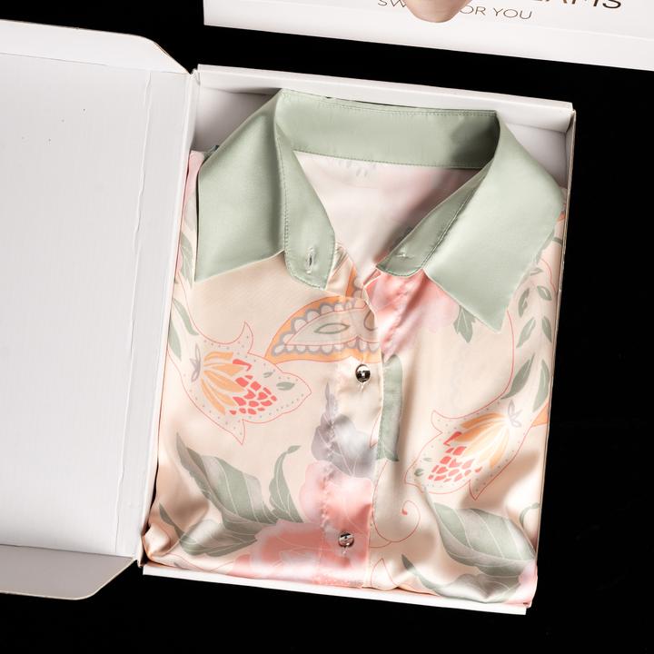 达芬奇密码闲花弄影衬衫裙2025春夏新款高级感印花家居睡裙女