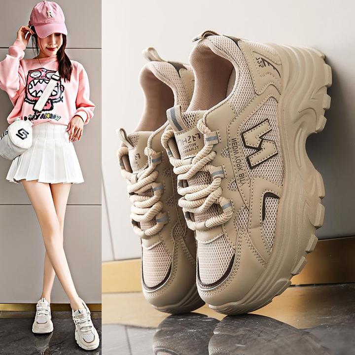 踩屎感厚底老爹鞋女2025新款春季显脚小爆款百搭软底学生运动鞋子