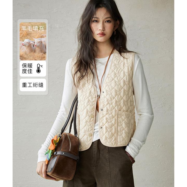 NAA/南瓜谷【叠穿刚需】100羊毛填充女装马甲FX3BX1173-A