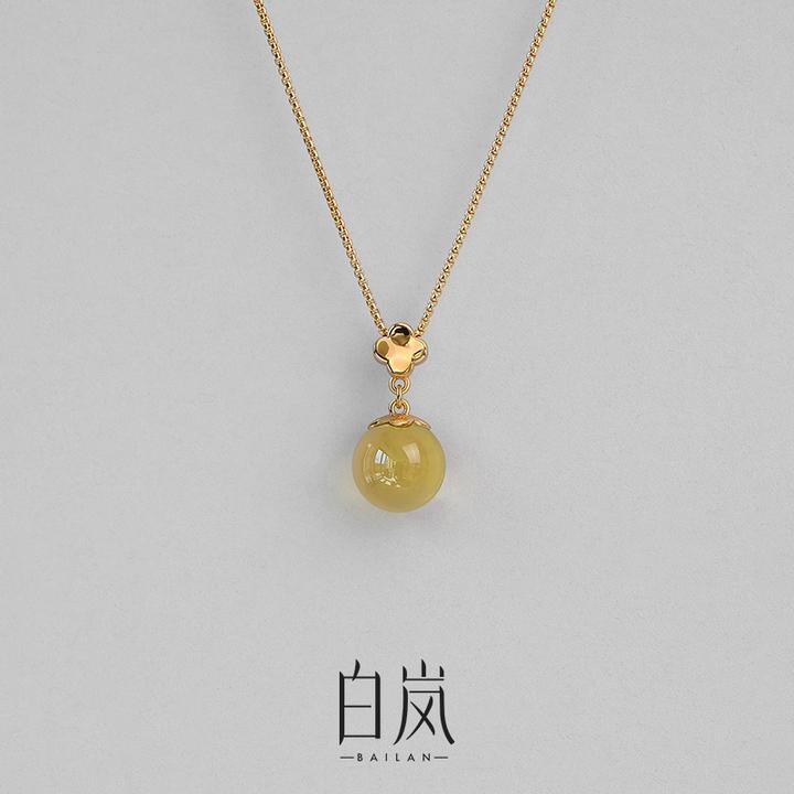 【8月上新】白岚海棠水晶项链黄水晶毛衣链锁骨链气质轻奢XL5783