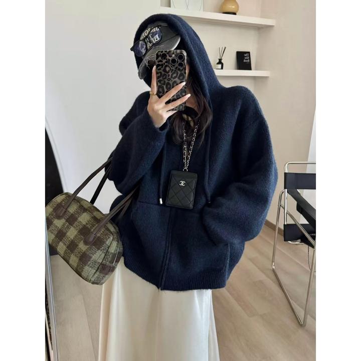 SP【肯豆假日】超厚实 巨暖活 羊毛连帽毛衣外套加厚宽松休闲外套