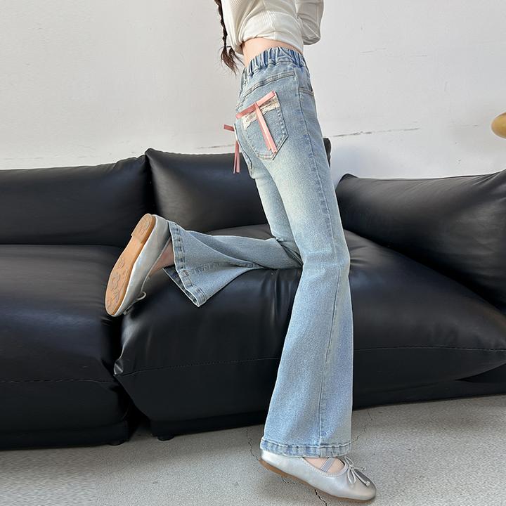 女童喇叭裤春秋2025新款儿童洋气修身裤子大童春季韩版弹力喇叭裤