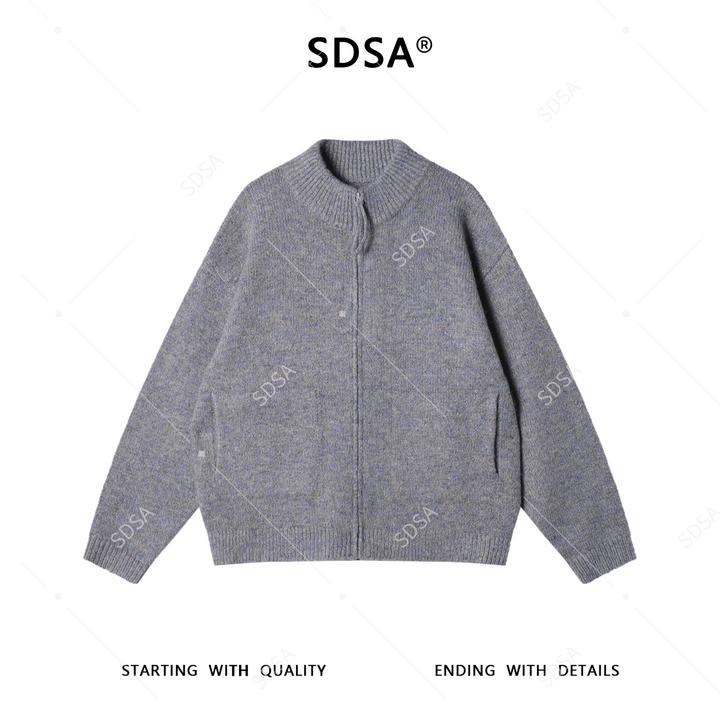 SDSA男士秋冬新款痞帅男装潮牌慵懒风拉链立领开衫毛衣百搭时尚