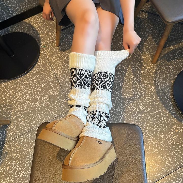 FFI秋冬季袜子女保暖北欧费尔岛风堆堆袜套ins风学生百搭长款腿套