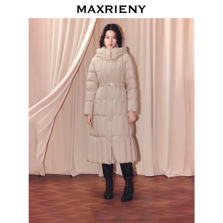 MAXRIENY2025冬羽绒服中长款加厚保暖过膝冬季连帽女士时尚防风