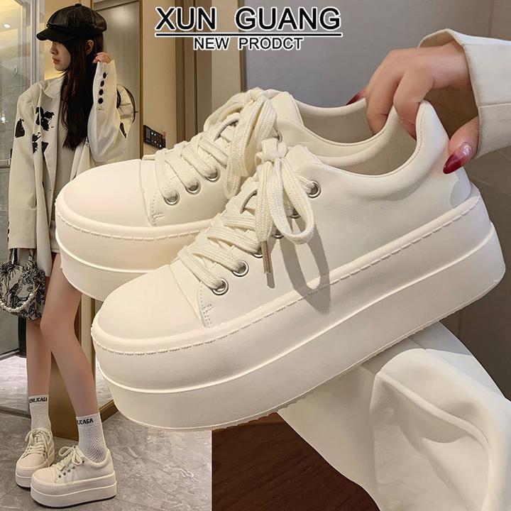 真皮小白鞋子女春季新款百搭板鞋厚底女鞋软底休闲运动鞋