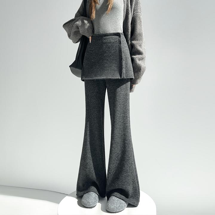 2025新款秋冬加绒高腰窄版屁帘微喇裤女醋酸羊毛微喇休闲裤洋气