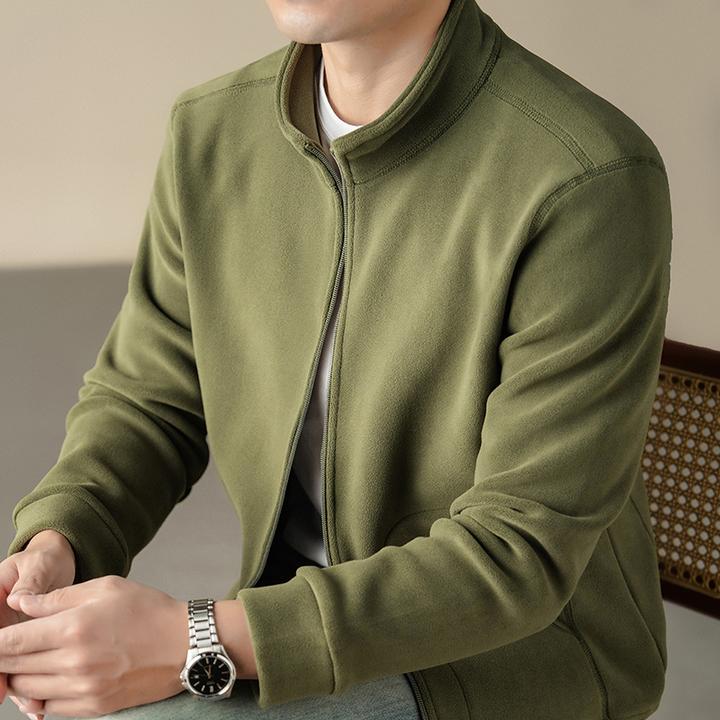 秋冬新款奥粒绒卫衣男士立领开衫外套加厚保暖摇粒绒夹克休闲百搭