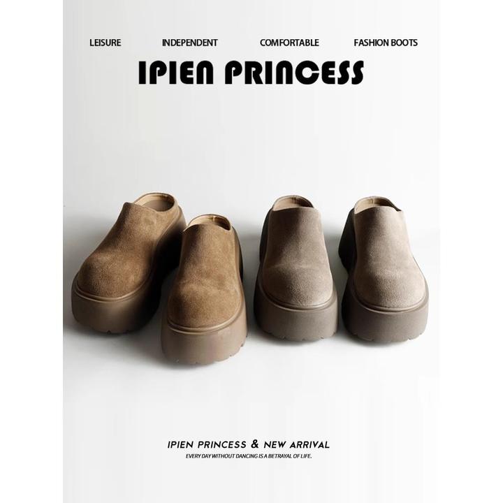 厚底勃肯鞋2025春秋新款小个子松糕软底休闲鞋增高复古包头半拖鞋