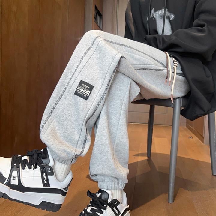 霄桂姿秋冬季棉质裤子男宽松休闲裤百搭卫裤束脚运动裤青少年长裤