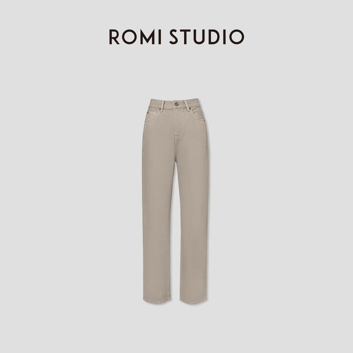 ROMI STUDIO“法式优雅”长绒斜纹棉高士线洗水直筒牛仔裤431NS080