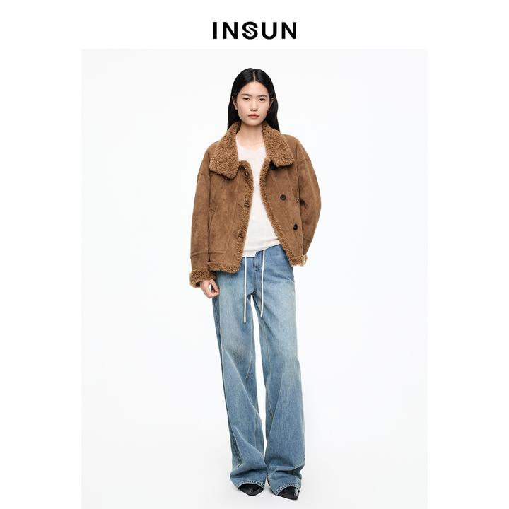 INSUN恩裳专选2026春季复古风立翻领宽松型短外套9C66110170