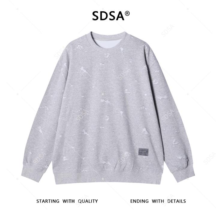 SDSA男士秋冬新款痞帅男装潮牌宽松磨破圆领卫衣百搭时尚套头上衣