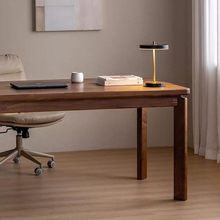 【稍安餐桌】管木匠实木餐桌家用小户型黑胡桃木工作台全实木餐桌椅