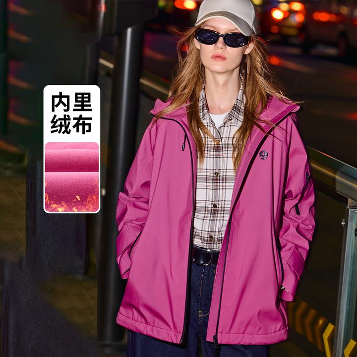 [三防加绒]navigare意大利小帆船户外防风连帽风衣女宽松保暖外套