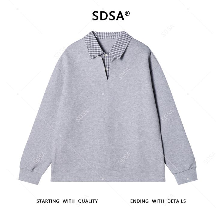 SDSA男士秋冬新款痞帅男装韩版撞色拼接翻领卫衣简约百搭气质上衣