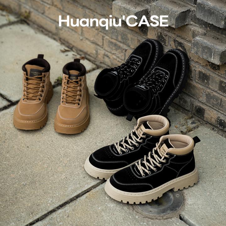 双11好物环球厚底增高马丁靴男款秋冬防滑百搭休闲工装鞋时尚潮鞋