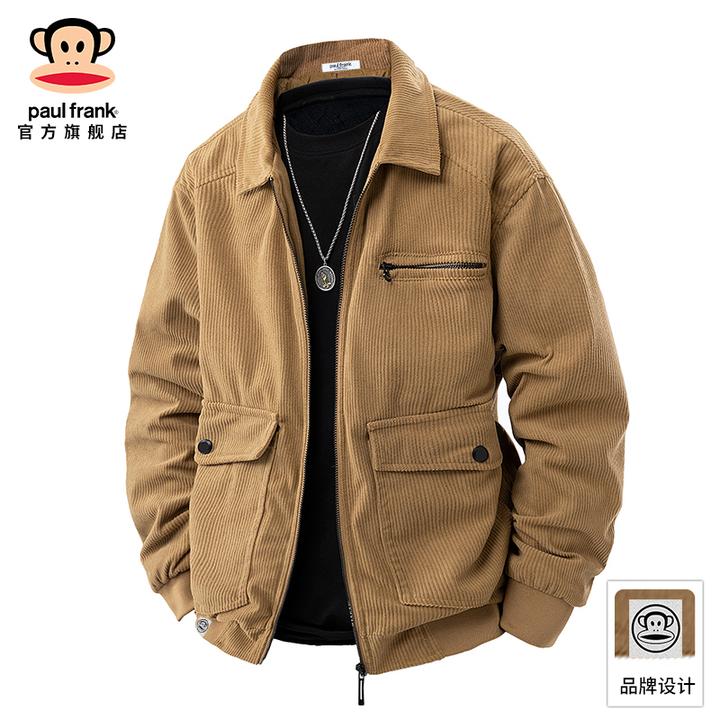PaulFrank/大嘴猴灯芯绒工装夹克男2025秋冬新款潮流休闲翻领外套