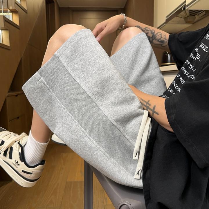 夏季上新纯色直筒裤美式拼接款短裤ins低腰男士运动休闲百搭透气