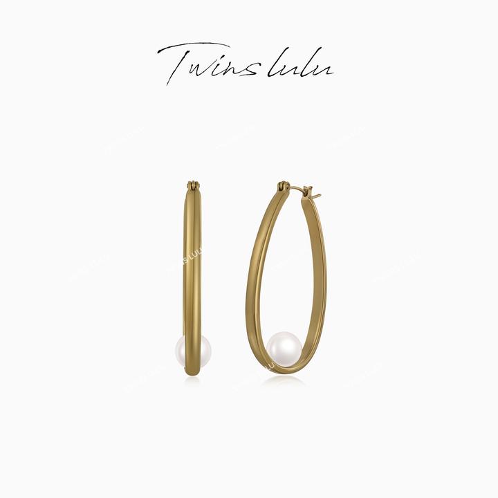 TWINS LULU 镀K金 秋上新 小众简约气质弧形珠珠耳环TSL2836